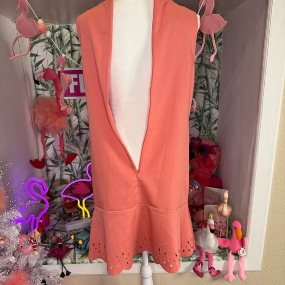 "LOFT" PEONY FLORAL LASER CUT CAREER CASUAL FLOUNCE DRESS SIZE: 2P - Picture 2 of 4